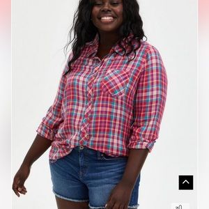 Lizzie Rayon Twill Button-Up Long Sleeve Shirt